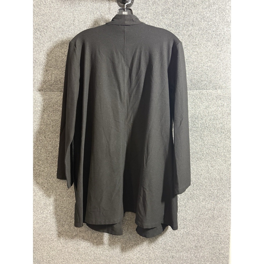 EILEEN FISHER Black Long Fluid Lyocell Open Front Jersey Cardigan Medium Q23 - Picture 4 of 5